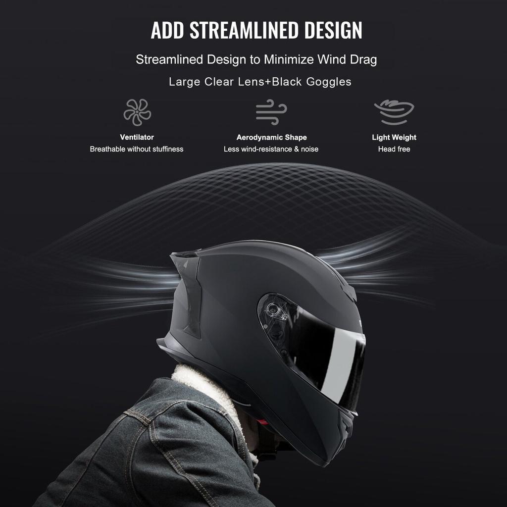 Full Face Motorcycle Helmet Motocross Helmet with Bluetooth Slot