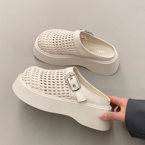 

Fashion Shoes Women House Slippers Platform Cover Toe Slides Pantofle Soft Flat 2025 Shoes Woman 2025 Cover Toe Female Slippers Platfor 35