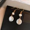 New Arrival Trendy Natural Baroque Button Freshwater Pearl 14K Gold Filled Female Tassels Drop Earrings Anti Allergy Gifts