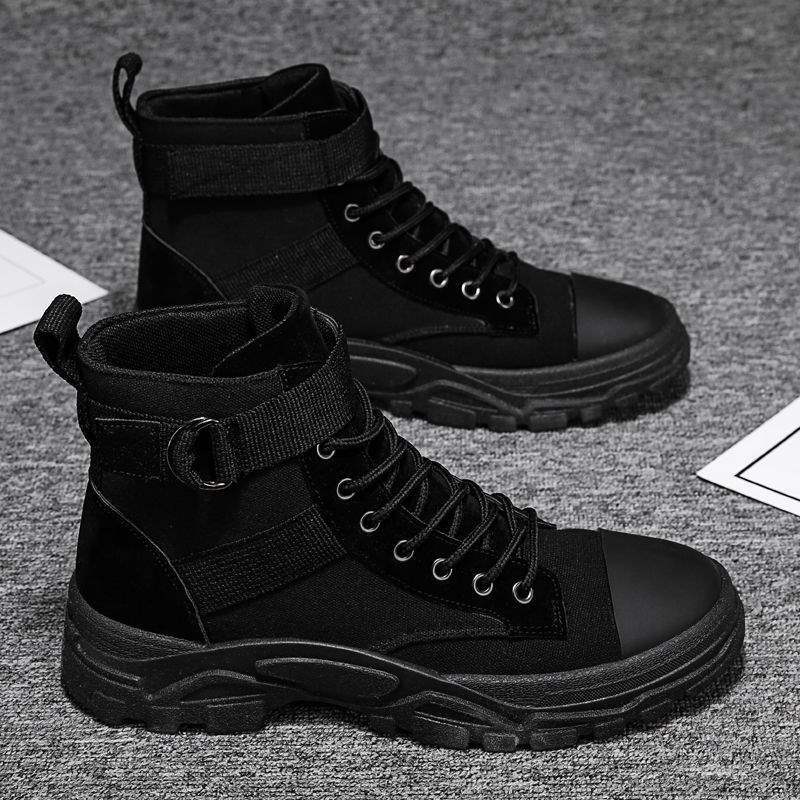 Men's Martin Boots Men's Thickened Canvas High-top Board Shoes Winter Velvet Warm Versatile Men's Boots Tooling Short Boots