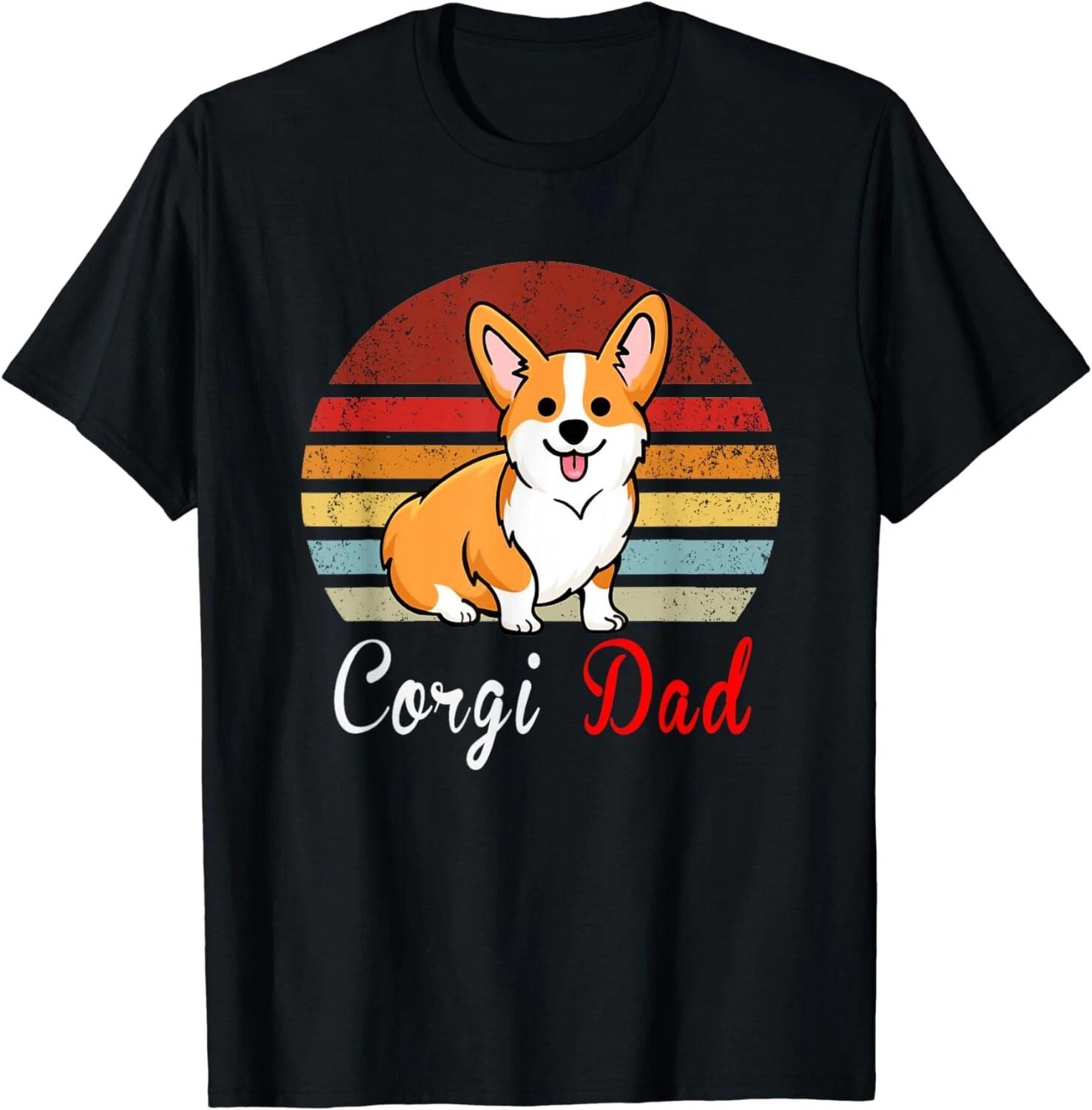 

Vintage Retro Corgi Dog Love-r Dad Mom, Boy Girl Funny Gift Unisex T-Shirt M