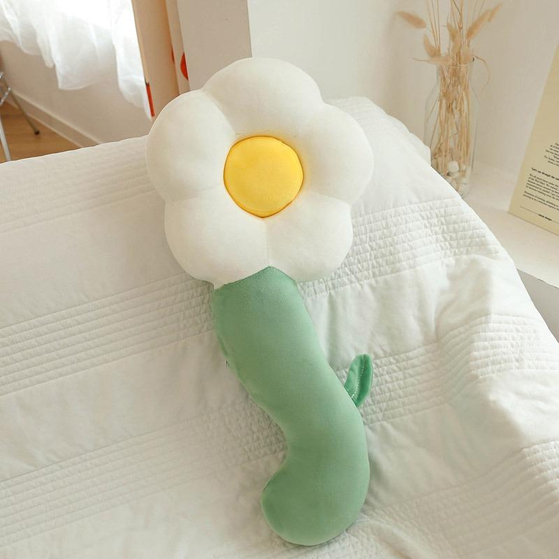 Long Flower Plush Body Pillow Large Cute Sunflower Cushion Sofa Decorative Stuffed Body Pillow Sleeping Back Cushion Decoration