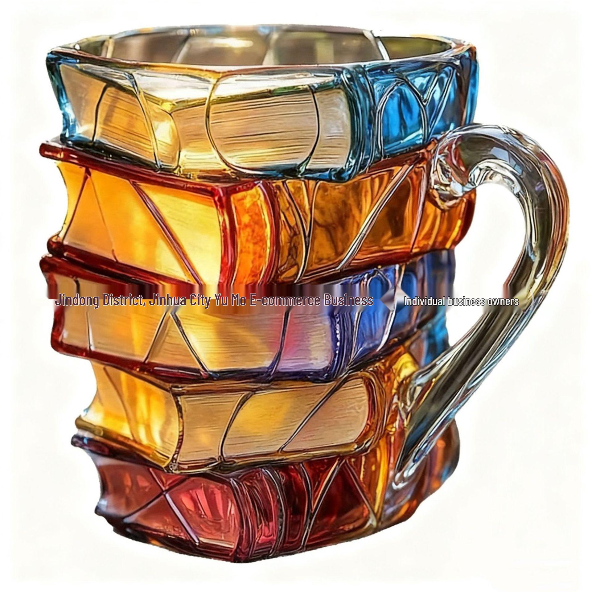 

Square Glass Beer Mug - Large Capacity with Handle, Thickened for Draft Beer, Water, or Tea Infusion Book-Shaped Beer Mug