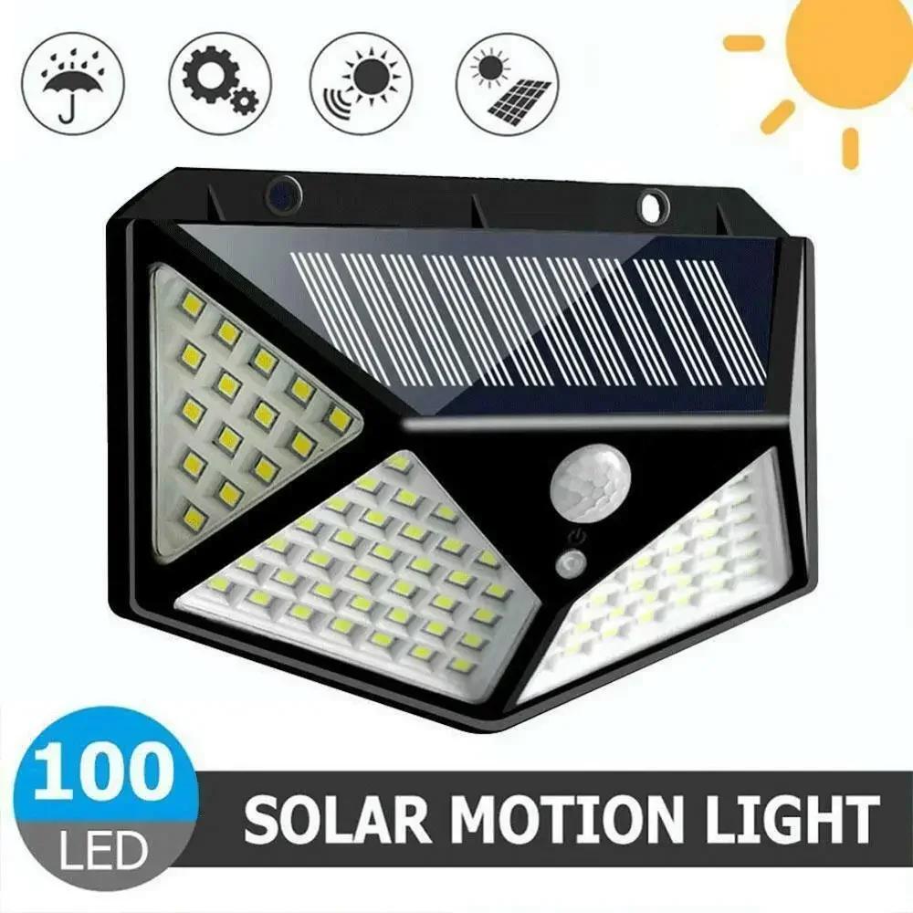 208/100 LED Solar Wall Lamp Waterproof Wireless Security Motion Sensor Light 3 Light Modes for Garden Pathway Walkway Front Door