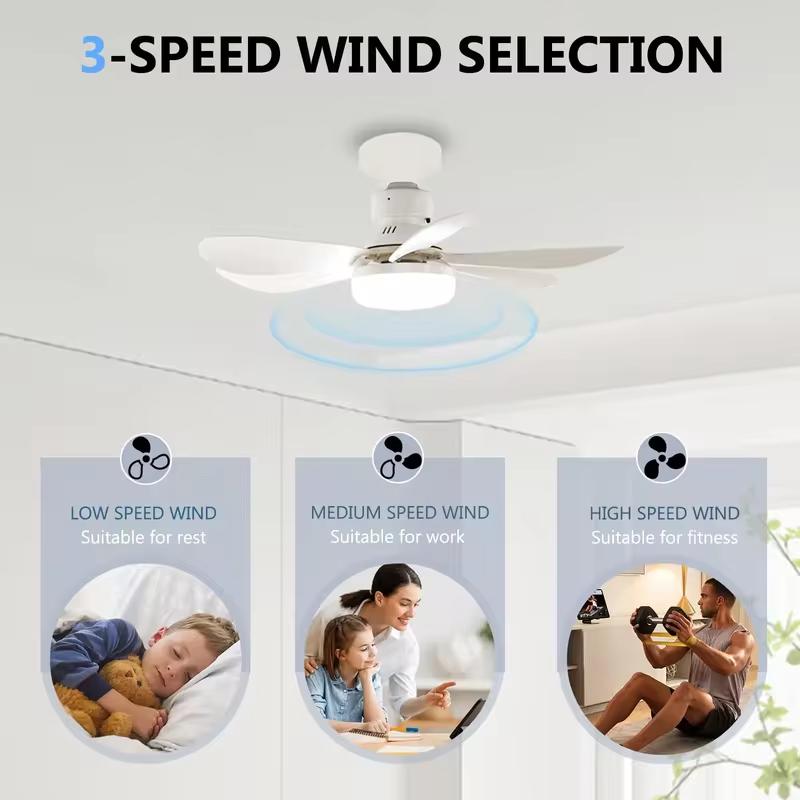 LED 30W Ceiling Fan Light E27 with Remote Dimming Function Suitable for Living Room Study and Home use 85-265V