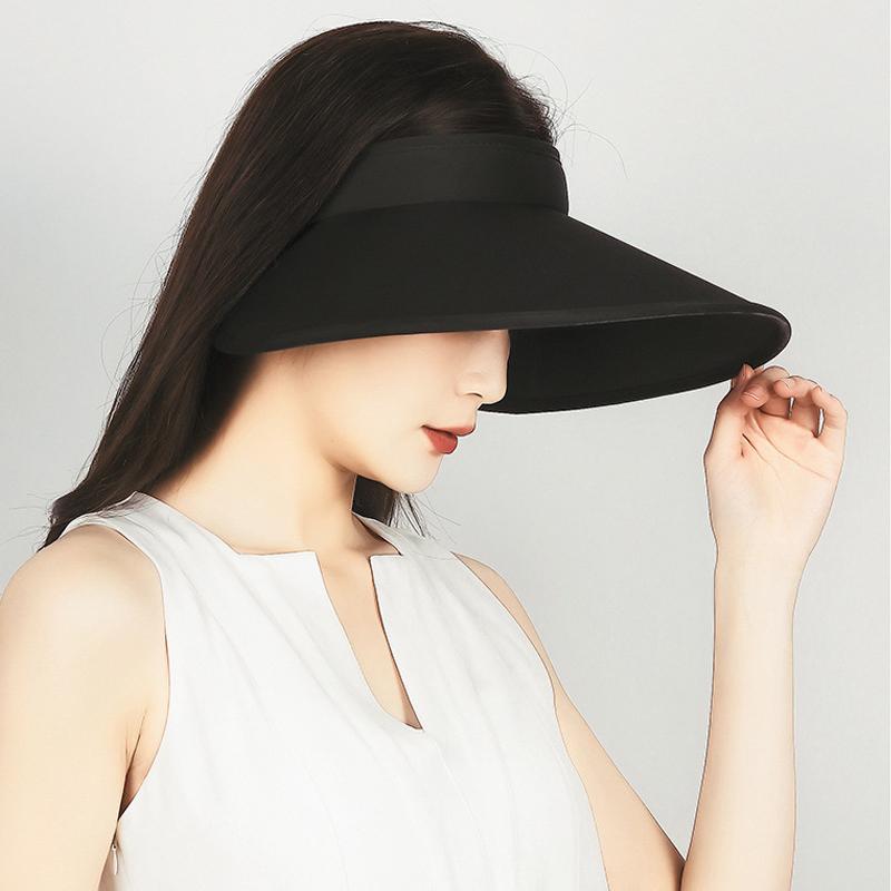 Summer Big Brim Ice Silk Hat Cycling Sun Protection Beach Hat Women's Sunshade Empty Top Hat Outdoor Foldable Cap