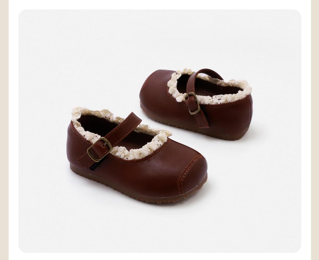 Frühling 2026 Kinder Mary Jane Schuhe aus Leder mit Spitzenbesatz - Rutschfest, Weiche Sohle Baby Prinzessinnen Stil