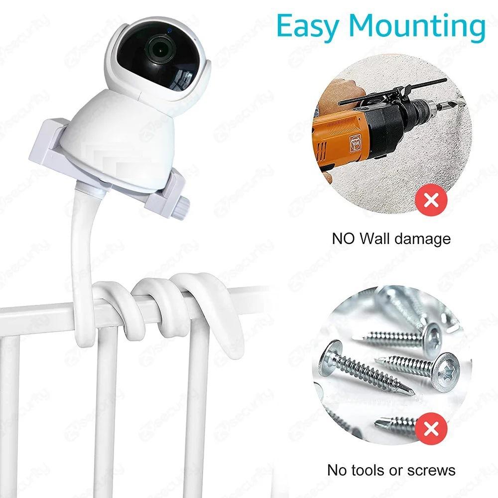 Supporto universale per baby monitor da letto Supporto per telecamera multifunzione 1/4 Vite Clip flessibile Tubo flessibile Supporto per telecamera Cam Braccio lungo regolabile