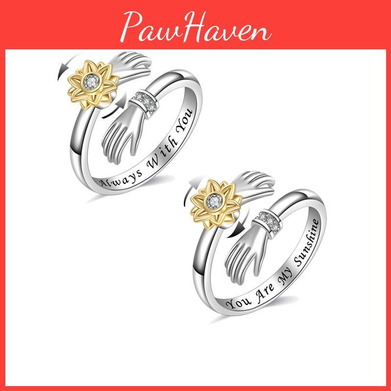 Cross-border Bestselling Floral Ring With Adjustable Sunflower Design Delicate And Charming Hand Accessory