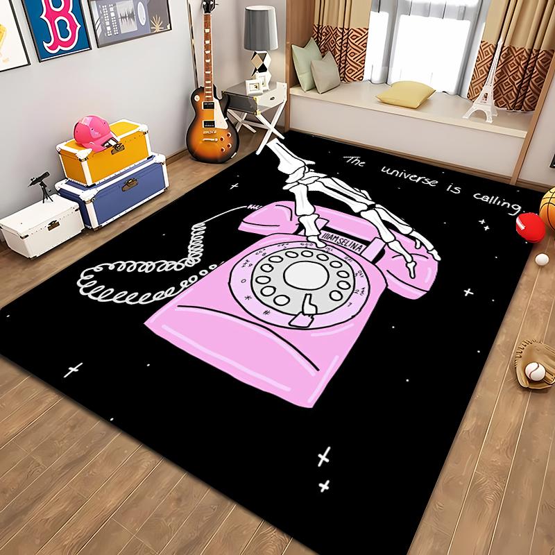 HD Printing Retro Phone Carpet for Living Room Cartoon Children's Bedroom Sofa Doormat Floor Tapete Anti-slip Decor Alfombra 3D