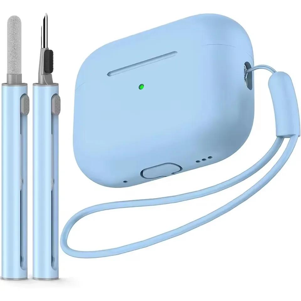 For Airpods Pro 2 Case Cover with Cleaner Pen Kit Soft Silicone Protective Case for Apple Airpods Pro 2nd/1st Case Generation
