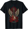 Vintage Electric Guitar Wings Roses Rock Graphic T-Shirt
