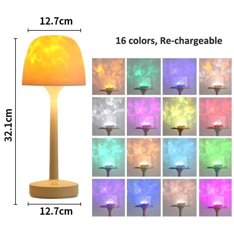 2In1 Water Ripple Projector 3/16 Colors Night Light Flame  Lamp Home Houses Decoration Sunset Lights Gift Rotating Light