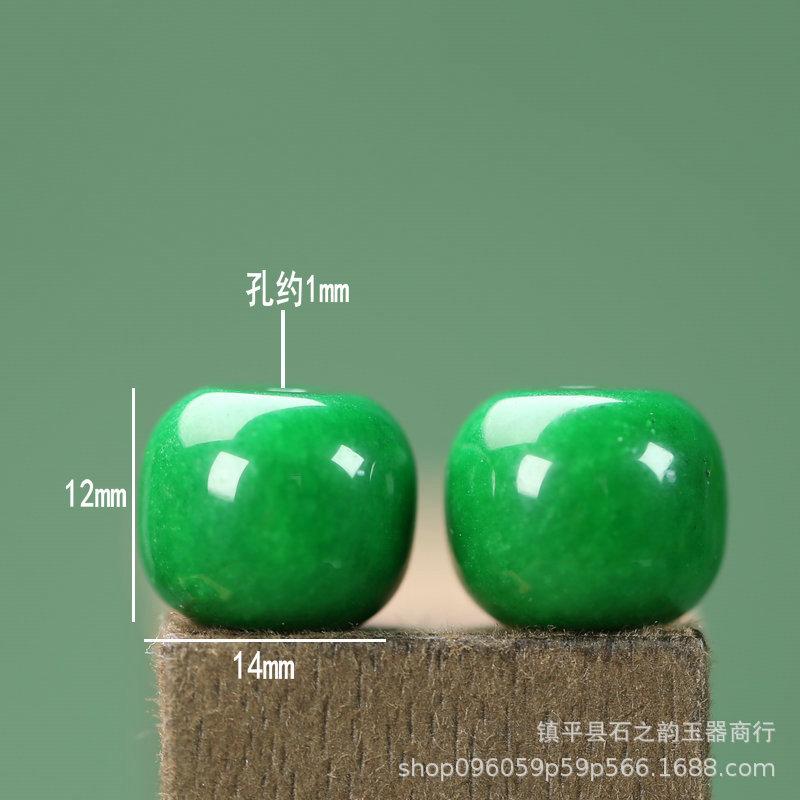 Green Jade Barrel Beads, 14x12mm, DIY Jewelry Ornaments, Loose Beads for Necklace, Y174