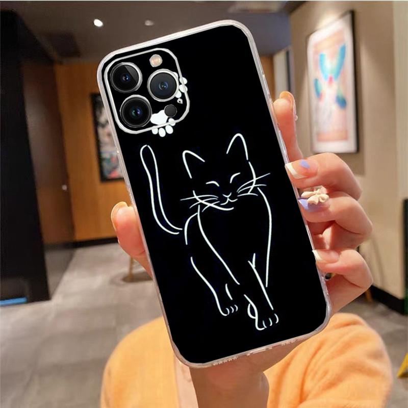 

Phone Case For iPhone 17ProMax Air 16 15 14 13 Pro Max 15 16 Pro 15Plus SE Cartoon Black Cat Cats Case Funda iPhone 17Air