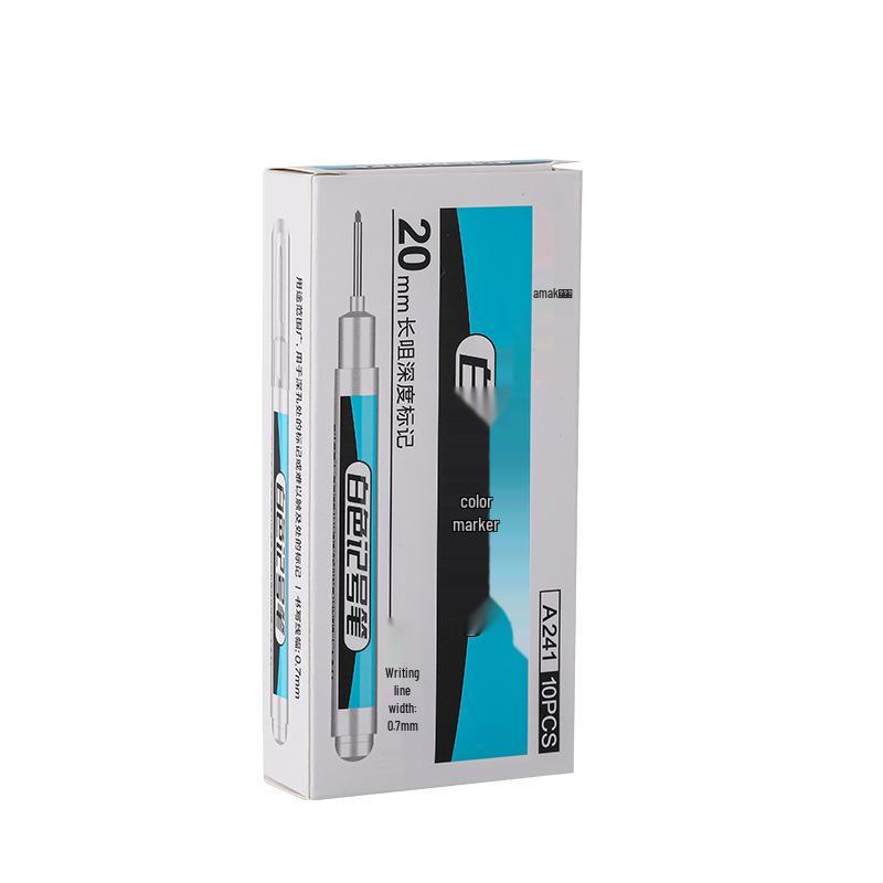 Yamak Waterproof Long-Tip White Marker Pen with Fine Tip for Deep Hole Marking