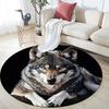 Gray Wolf Round Area Rug,Carpet Rug for Living Room Bedroom Sofa Playroom Decor,Non-slip Floor Mat