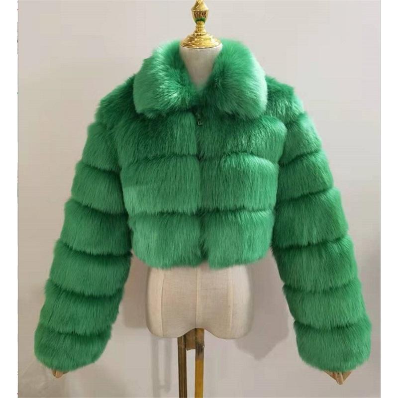 Women`s Faux Fox Fur Cropped Jacket