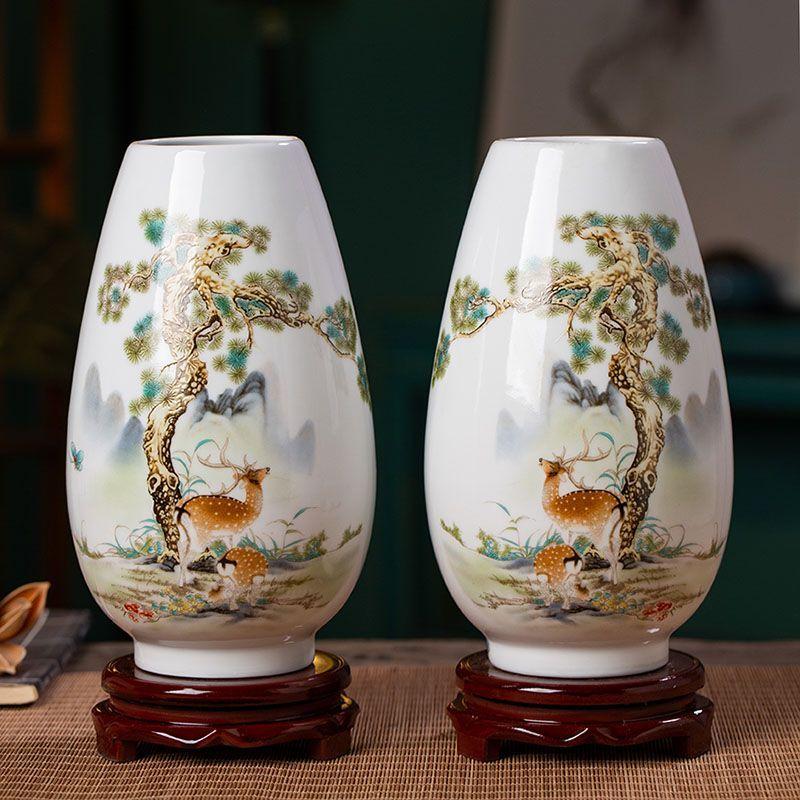 Chinese Jingdezhen Ceramic Vase Flower Arrangement Decoration Items Home Room Furnishing Accessories Cafe Office Ornaments Art