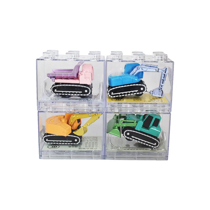 1Pcs Alloy Car Model Simulation Engineering Car Pull Back Car Toy With Transparent Storage Box Sliding Inertia Model Car Toy