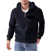 Men's Solid Color Plaid Hooded Sweatshirt Men's Casual Pocket Half Zipper Hooded Sweatshirt