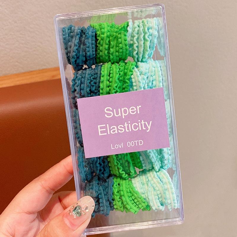 

50pcs/box Candy Colored Hair Loop Children Not Harmful High Ponytail Headband Girls Elastic Rubber Band Hair Styling Accessories Green