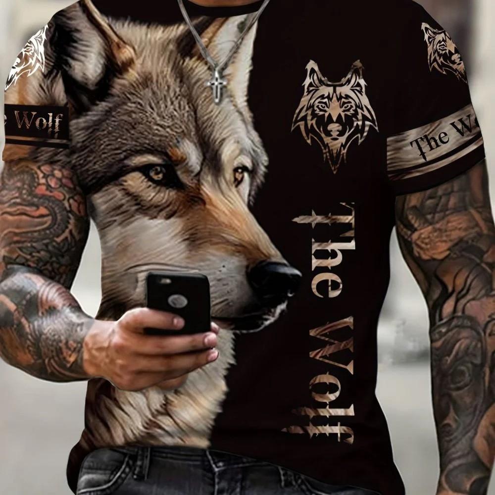 Wolf Print! Men's Polo Shirt, Casual Short Sleeve Top