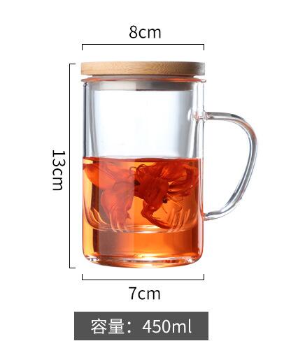 

Creative Glass Tea Infuser Cup With Filter Transparent Flower Teacup Handle Bamboo Lid Heat-resistant Fruit Tea Mug Drinkware As you choose
