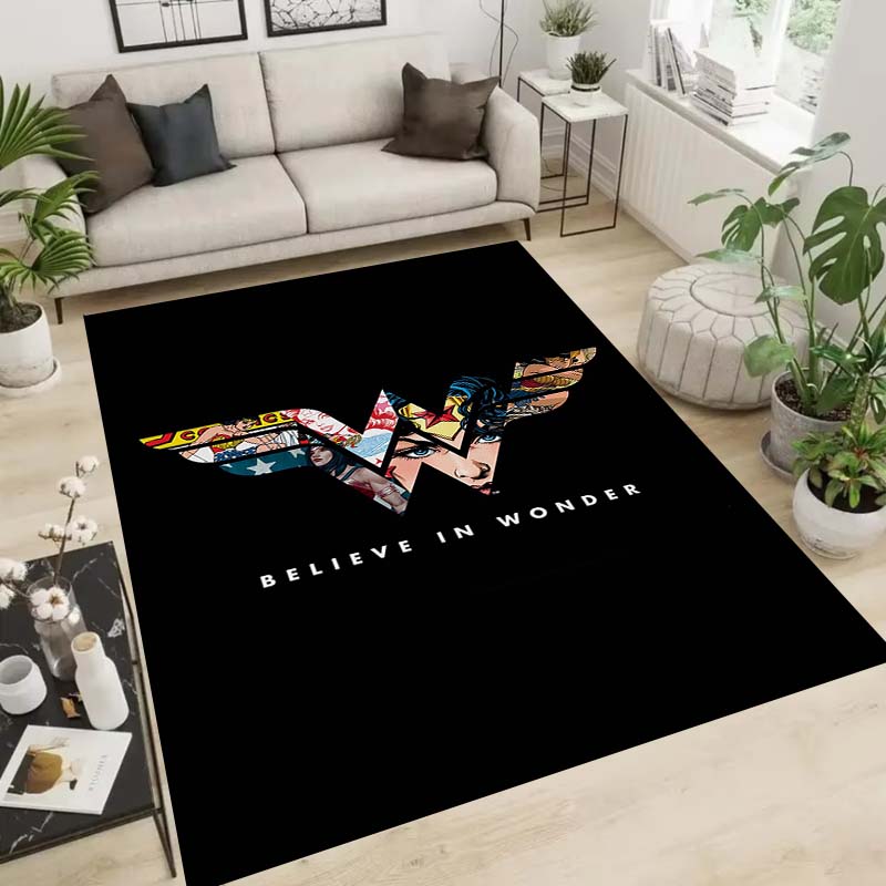 Wonder Woman pattern rug, suitable for living room, bedroom, bedside, balcony and other places, Nordic style decorative rug,