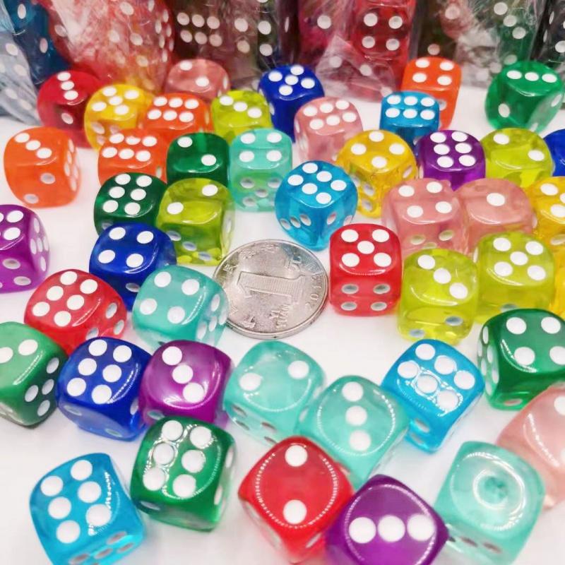 10-30pcs Transparent Acrylic 6-Sided 14mm Dice Club/Party/Family Board Game Drinking Dice Six Sided Sieve Interactive Toy