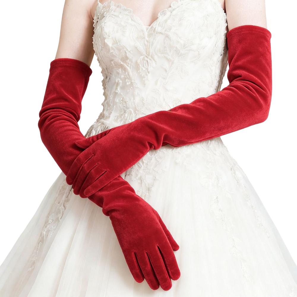 53cm Women's Fluffy Gloves Elegant Bride's Long Mittens Velvet Long Gloves  Dress-Up  Accessories