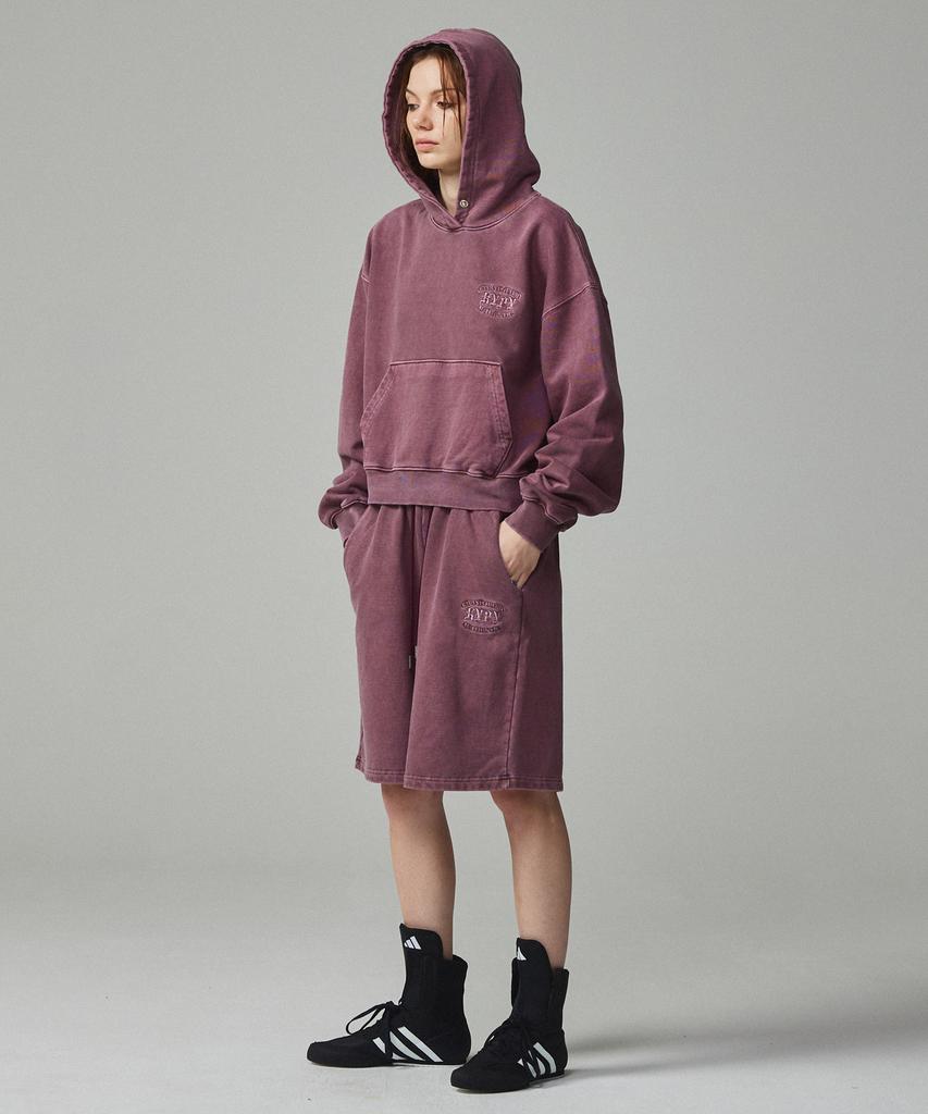 PIGMENT Authentic Embroidered Crop Hoodie Wine