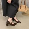 Flachmündiges Wort mit Temperament kleine spitze Mary Jane Einzelschuhe Damen schlichte Pendler High Heels