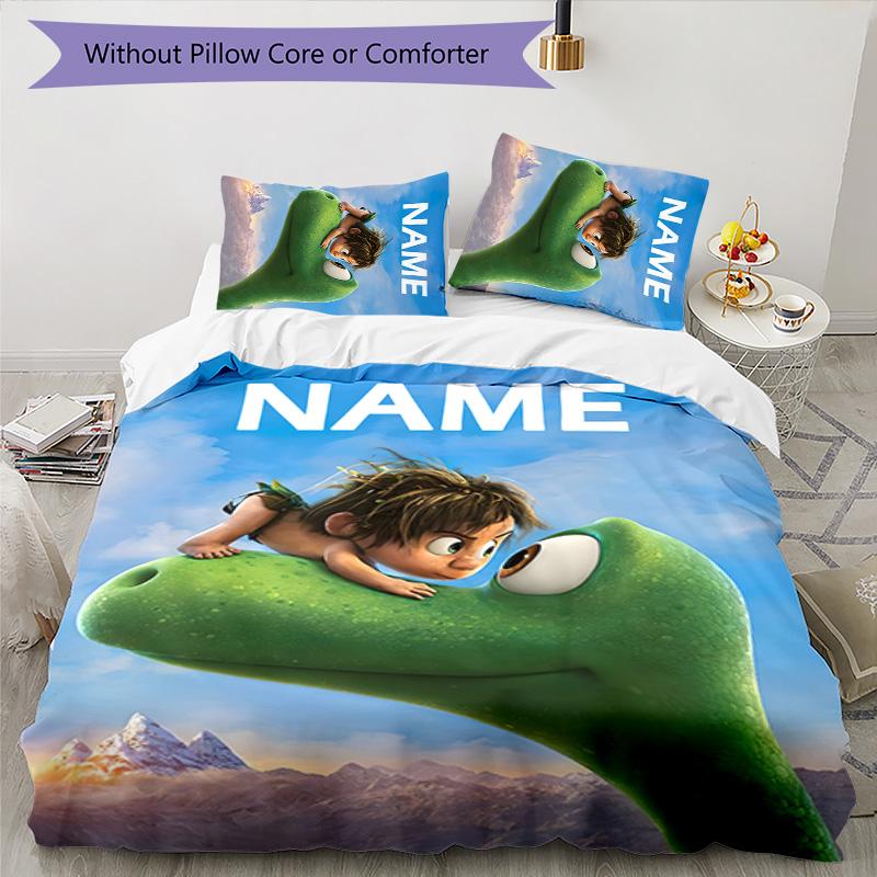 3pcs The Good Dinosaur1 Cover Set - Personalized Name, HD Printed Bedding with 1 Cover and 2 Pillowcases - Perfect for Home Decor, Easy Care