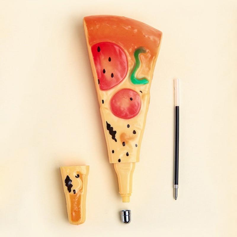 4pcs Creative Students Learning Stationery Simulation Pizza Ballpoint Pen Black Refill Hot Dog Bread Pen Funny and Interesting