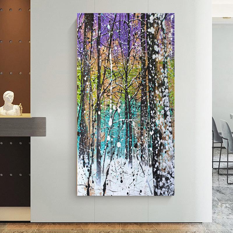 

Абстрактная картина на холсте с изображением березового леса, деревьев, снежного пейзажа, постеров и принтов для украшения крыльца, гостиной, настенного искусства Cuadros 20x40cm Unframed