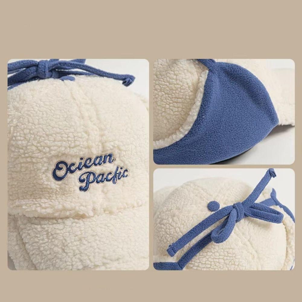 Ear Protectors Warm Pilot Hat Earflaps Visor Lamb Wool Hat Winter Baseball Cap Outdoor Sports