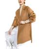Women's High-End Double-Faced Wool Coat - New Autumn/Winter Style, Loose Mid-Length, Tie-Waist, 100% Wool Fashion Coat.