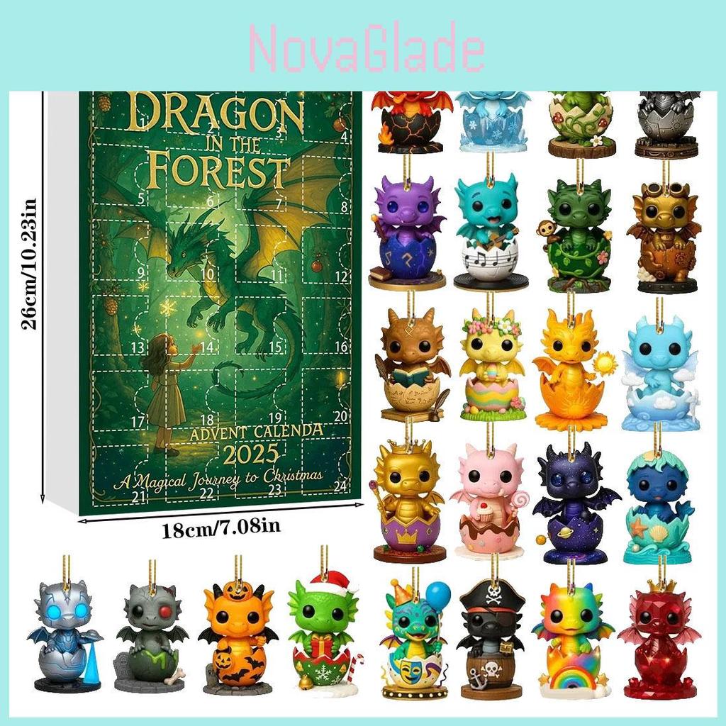 Dragon Christmas Advent Calendar With Animal Acrylic Hangings For Holiday Decor