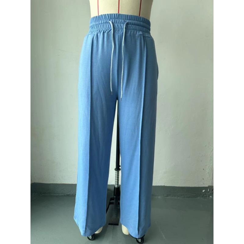 Casual Wide Leg Loose Fit Pants with Elastic Waistband and Drawstring for Spring and Autumn