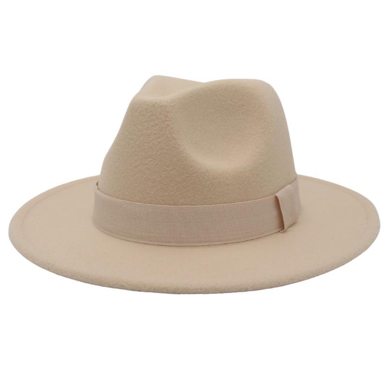 British Jazz Hat Big Eave Hat Square Ribbon French Top Hat Men'S And Women'S Cashmere Felt Hat