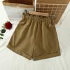 VONDA Summer Women Elastic High Waist Solid Color Casual Loose Shorts Mini Pants