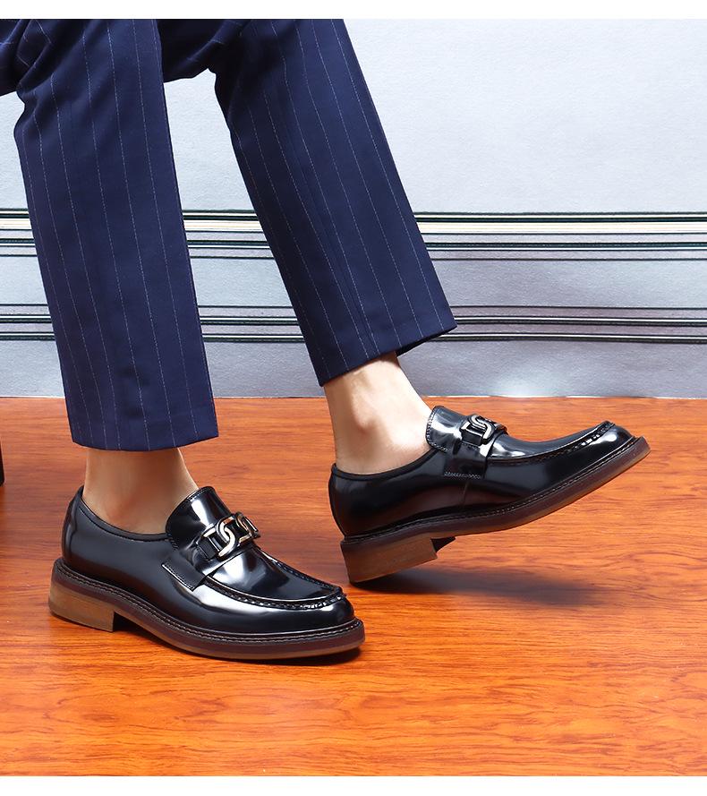 Męskie mokasyny wsuwane VIP z prawdziwej skóry, biznesowo-casualowe, z grubszymi podeszwami z bydlęcej skóry