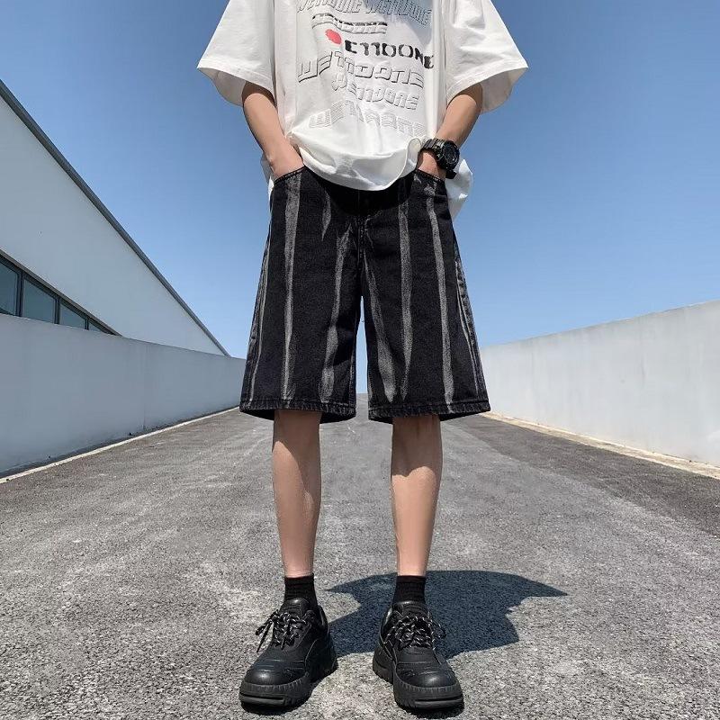 Джинсовые шорты JYL для мужчин, с эффектом тай-дай, летние, американская уличная мода, повседневные, укороченные джинсовые брюки S блестящий лаванды