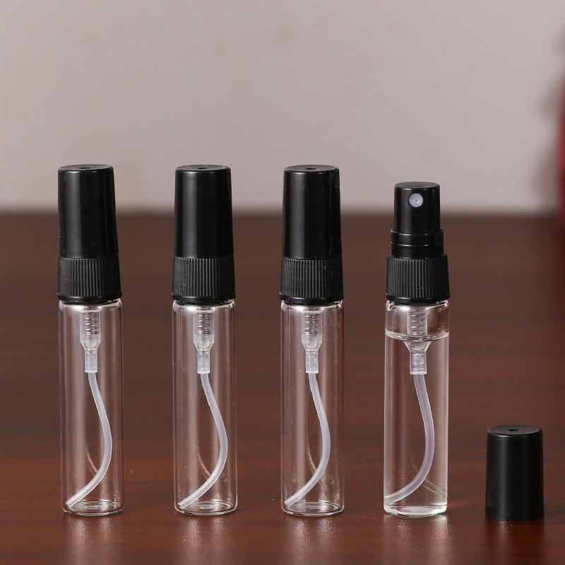 50/100 STÜCKE 2ML 3ML 5ML 10ML Schwarze Tragbare Glasparfümflasche Leer Nachfüllbare Flasche Kosmetikflasche Probe Dünne Glasfläschchen
