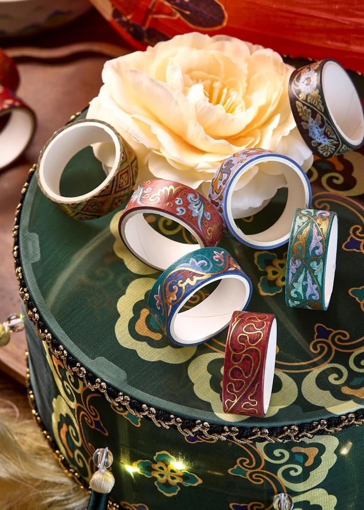 YUBBAEX Set of Masking Tape with Floral and Geometric Washi and Gold Foil Floral Decorating Tape for DIY Bullet and Gift Wrapping 20-Roll