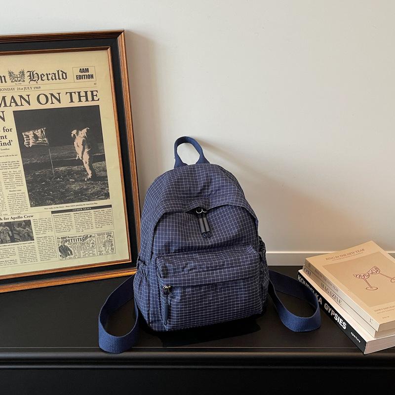 Schoolbag Female Korean Version Ins Literary Style Plaid Backpack Junior High School High School Students Large Capacity Leisure Travel Backpack