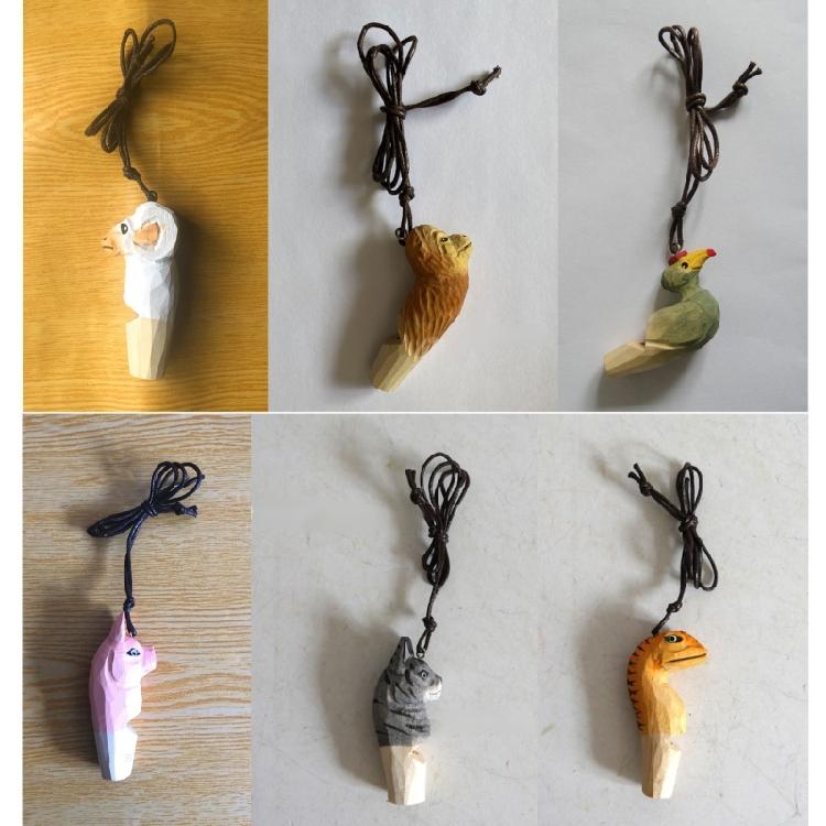 Outdoor Family Entertainment Wood Carved Whistle Necklace for Children Choker