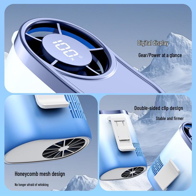 Cross-Border Ice Pack Cooling Waist and Neck Hanging Fan: Mini Handheld High-Speed Electric Fan for Outdoor Use