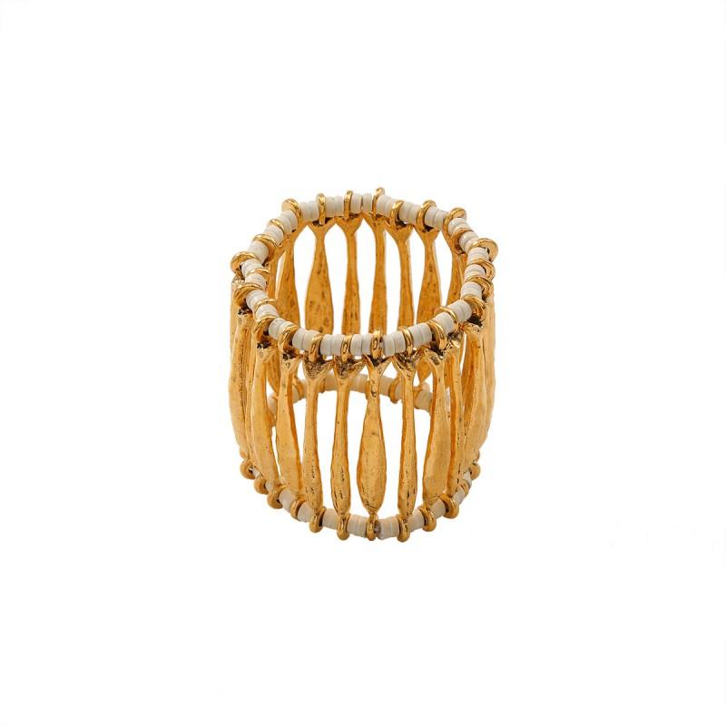 Openwork Woven Alloy Stretch Bracelet Women Gold Geometric Ocean Style Fashion Accessory Gold